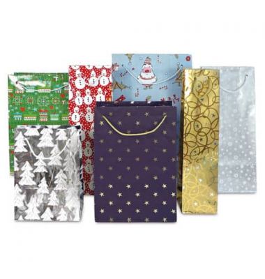 Geschenktasche 4508-0099 Weihnachts-Geschenktragetasche | 26x39x13cm, Weihnachten, mit Tragekordel, sortiert, 26cm x 35cm